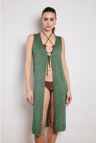 LONG KNIT VEST GREEN