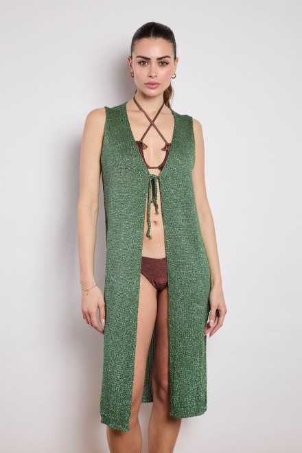 LONG KNIT VEST GREEN