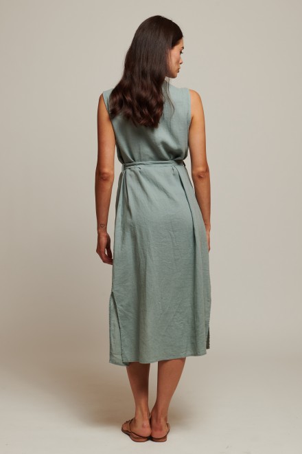 LONG LINEN VEST DENIM