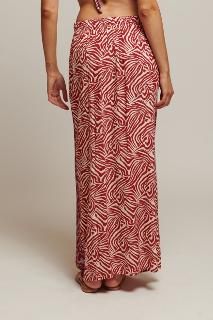LONG ANIMALIER PEPLO SKIRT BORDEAUX