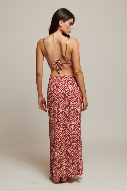 LONG ANIMALIER PEPLO SKIRT BORDEAUX