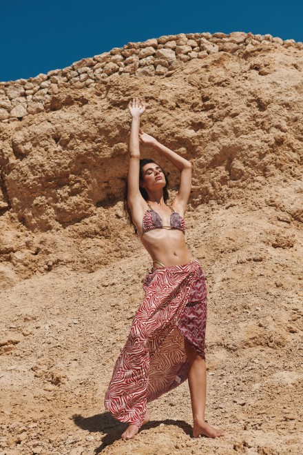 LONG ANIMALIER PEPLO SKIRT BORDEAUX