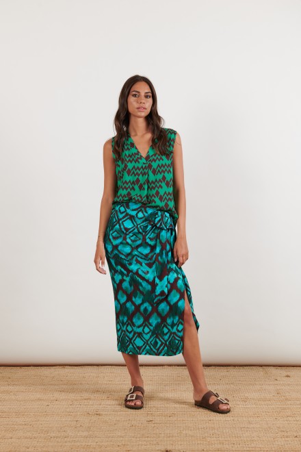 RHOMBUS KNOT SKIRT GREEN-CELESTIAL