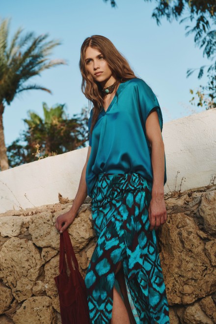 RHOMBUS KNOT SKIRT GREEN-CELESTIAL