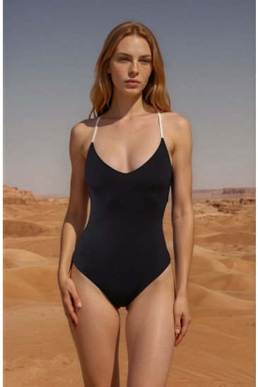 OLYMPIC SWIMSUIT DOUBLE BLACK-WHITE