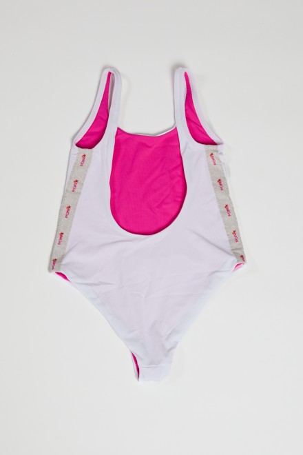 SWIMSUIT SPORT LOGO WHITE-FUXIA