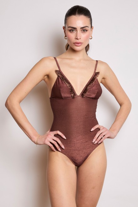 LUREX TRIANGLE SWIMSUIT CHOCOLATE
