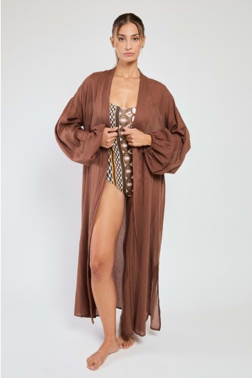 LONG KIMONO FUERTEVENTURA WALNUT