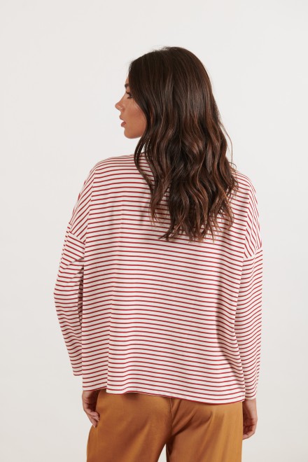 LOVE STRIPED SWEATER WHITE-RED