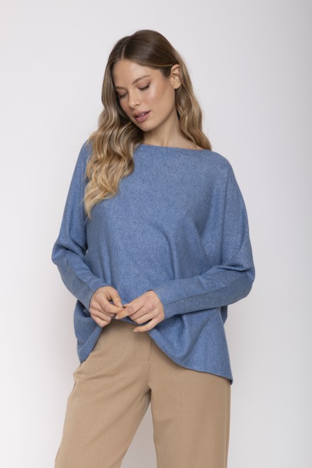 LUREX BOAT NECK SWEATER DENIM