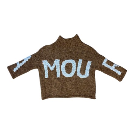 KNITTED SWEATER WITH WRITTEN CAMEL