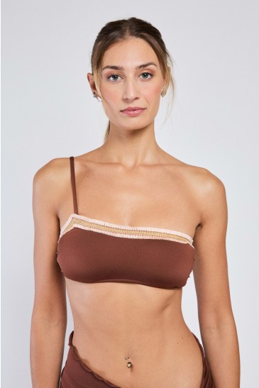 SOLID COLOR ONE SHOULDER CHOCOLATE