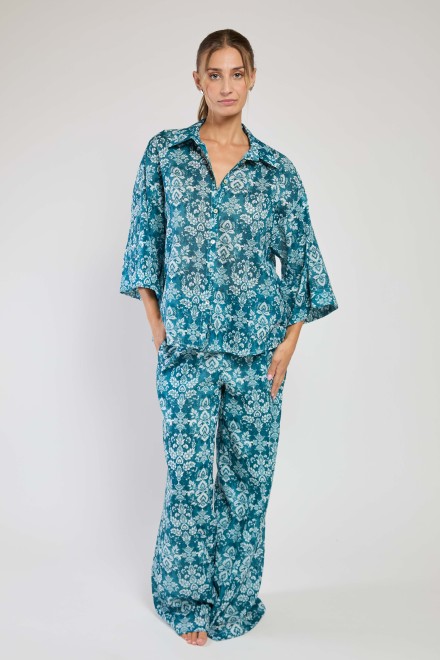 BON TON PALAZZO TROUSERS PETROLIUM