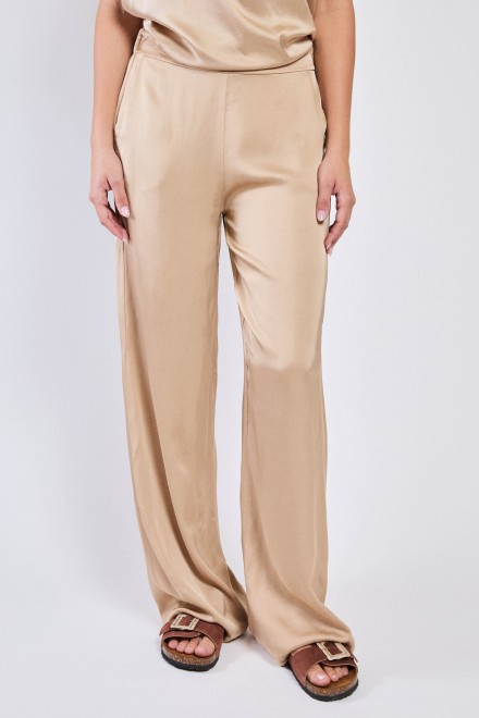 SATIN PALAZZO TROUSERS SAND