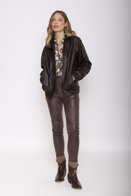 SUEDE CIGARETTE TROUSERS BROWN