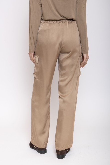 SATIN CARGO PANTS SAND