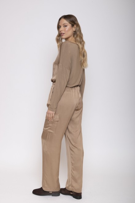 SATIN CARGO PANTS SAND