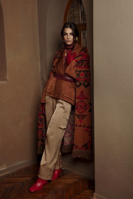 SATIN CARGO PANTS SAND