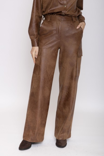 SUEDE CARGO PANTS COGNAC