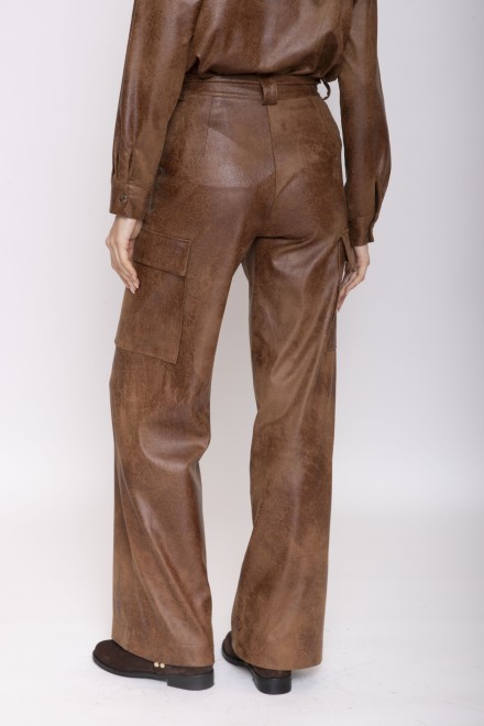 SUEDE CARGO PANTS COGNAC