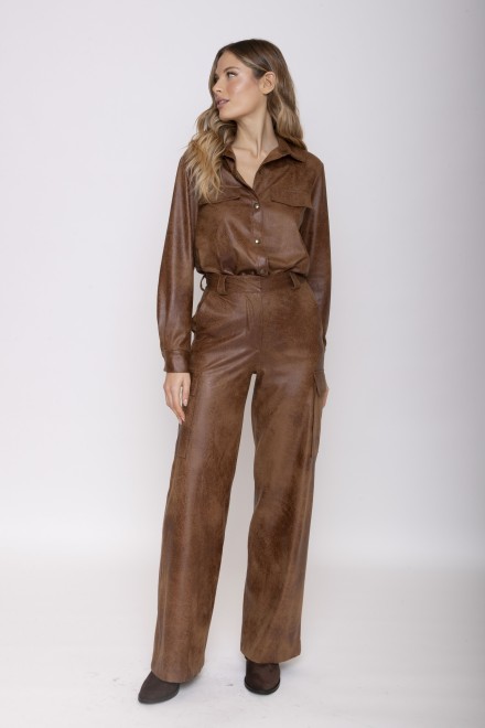 SUEDE CARGO PANTS COGNAC
