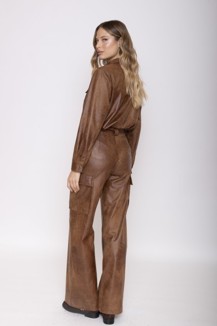 SUEDE CARGO PANTS COGNAC