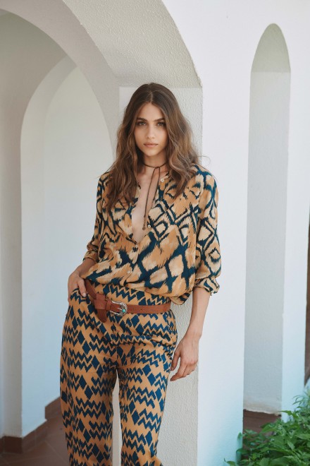 CHEVRON PANTS BLUE