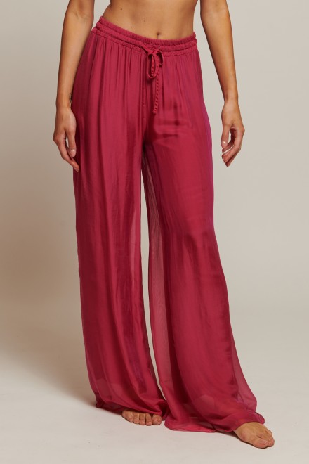 SILK CHIFFON PANTS FUXIA