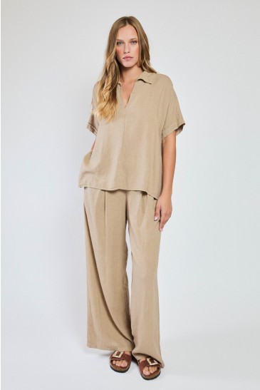 LINEN TROUSERS CAMEL