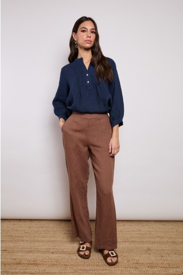 LINEN TROUSERS TOBACCO