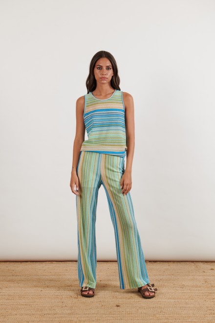 STRIPED TROUSERS GREEN-CELESTIAL