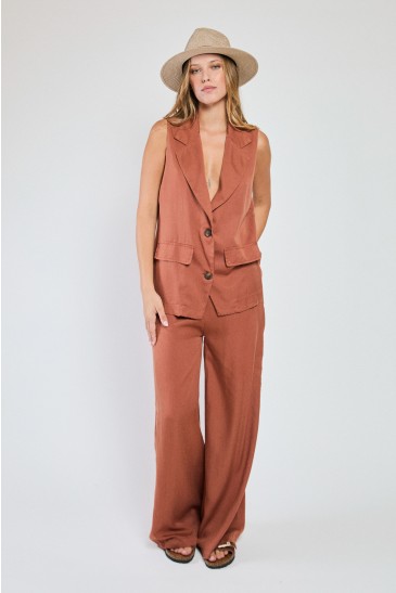 TENCEL TROUSERS CHOCOLATE