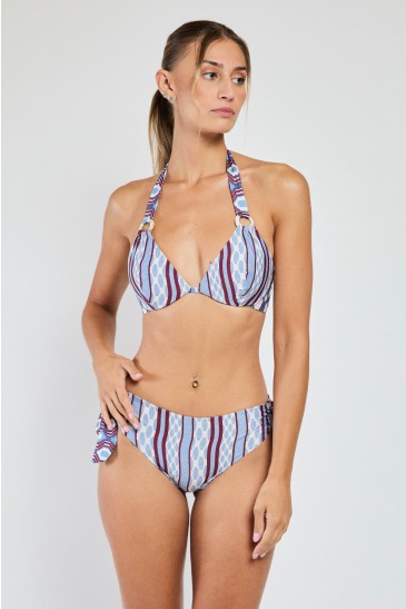ETHNIC HIGH SLIP WITH BOWS DENIM
