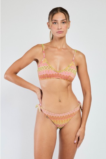 BRAZILIAN SLIP WITH BOWS ARCOIRIS FUXIA-GREEN