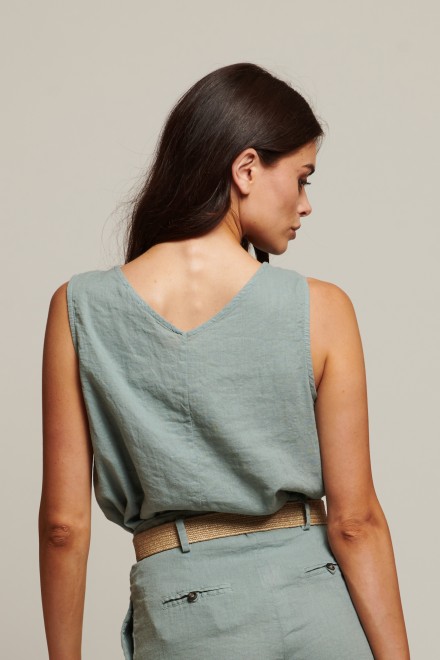 LINEN SLEEVELESS DENIM