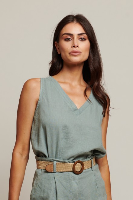 LINEN SLEEVELESS DENIM
