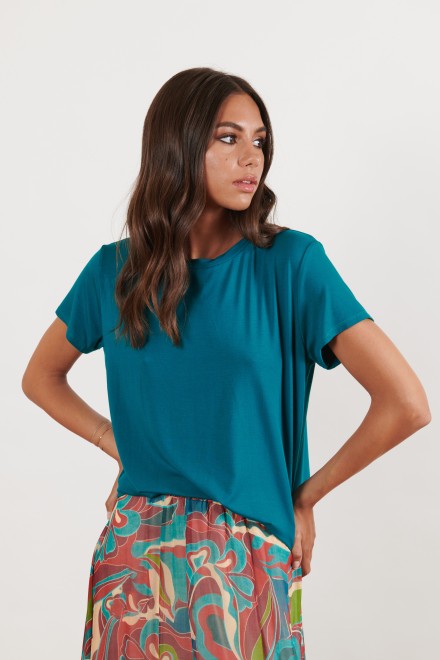 BAMBOO CREW NECK T-SHIRT PETROLIUM