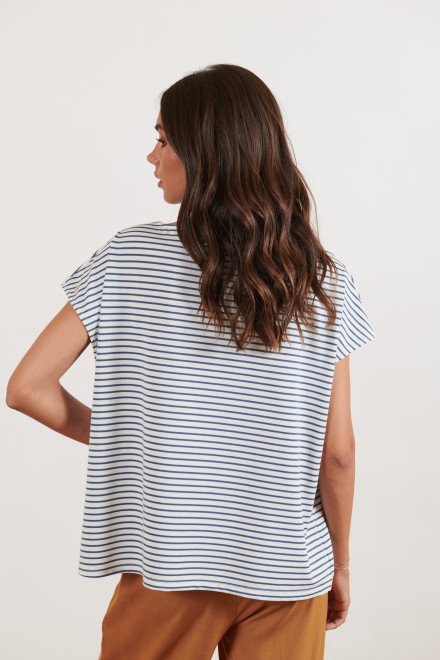 LOVE STRIPED T-SHIRT WHITE-DENIM