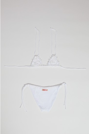 TRIANGLE + FRINGED LACES SLIP WHITE
