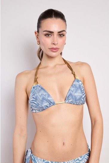 LARGE TRIANGLE LACE ANIMALIER DENIM