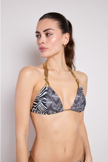 LARGE TRIANGLE LACE ANIMALIER BLACK